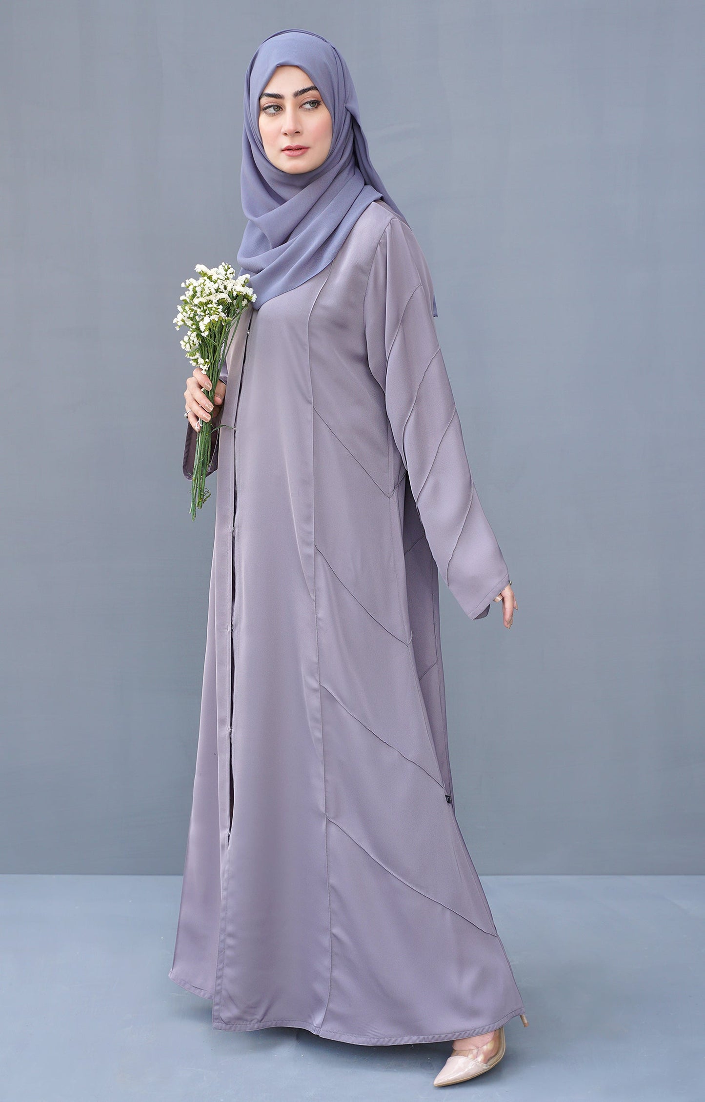 Hareer - REEM GREY FRONT OPEN ABAYA