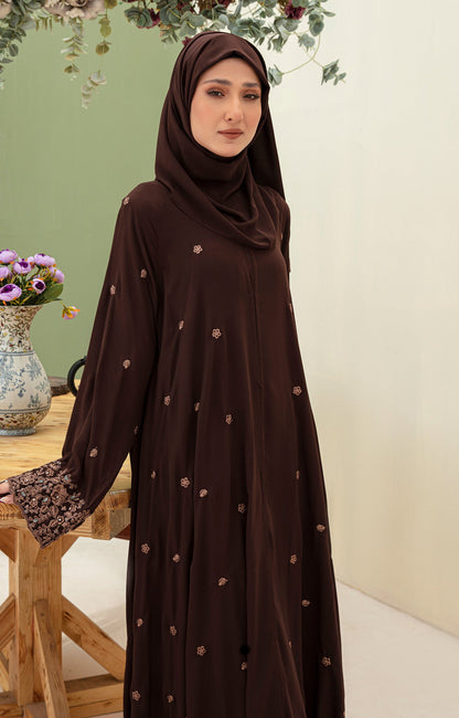 Hareer - CAMELLIA EMBRIODERED FRONT OPEN ABAYA