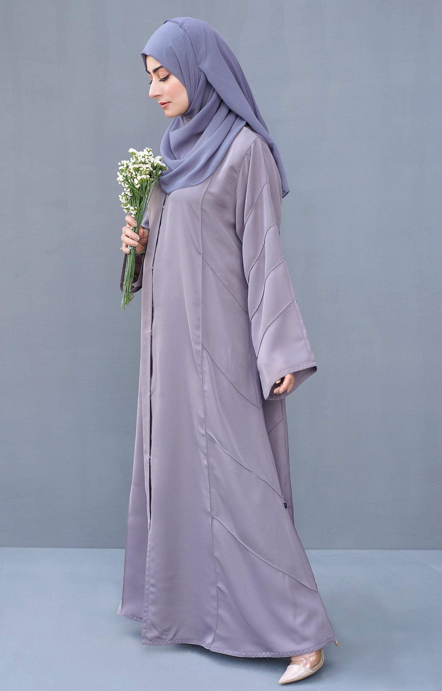 Hareer - REEM GREY FRONT OPEN ABAYA