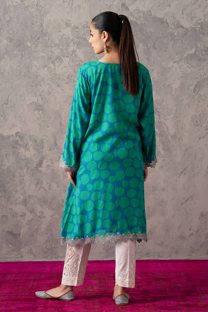 Charizma - 2-PC Raw-Silk Printed Shirt with Trouser CNP-3-242 (SEA-GREEN)