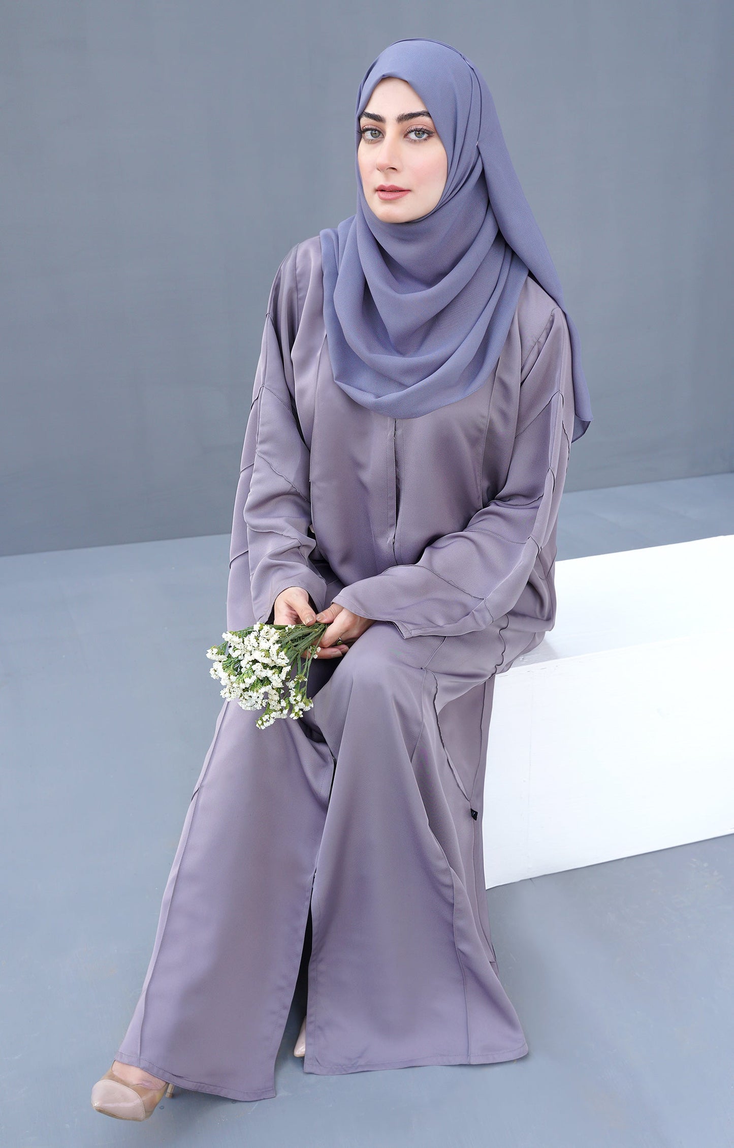 Hareer - REEM GREY FRONT OPEN ABAYA