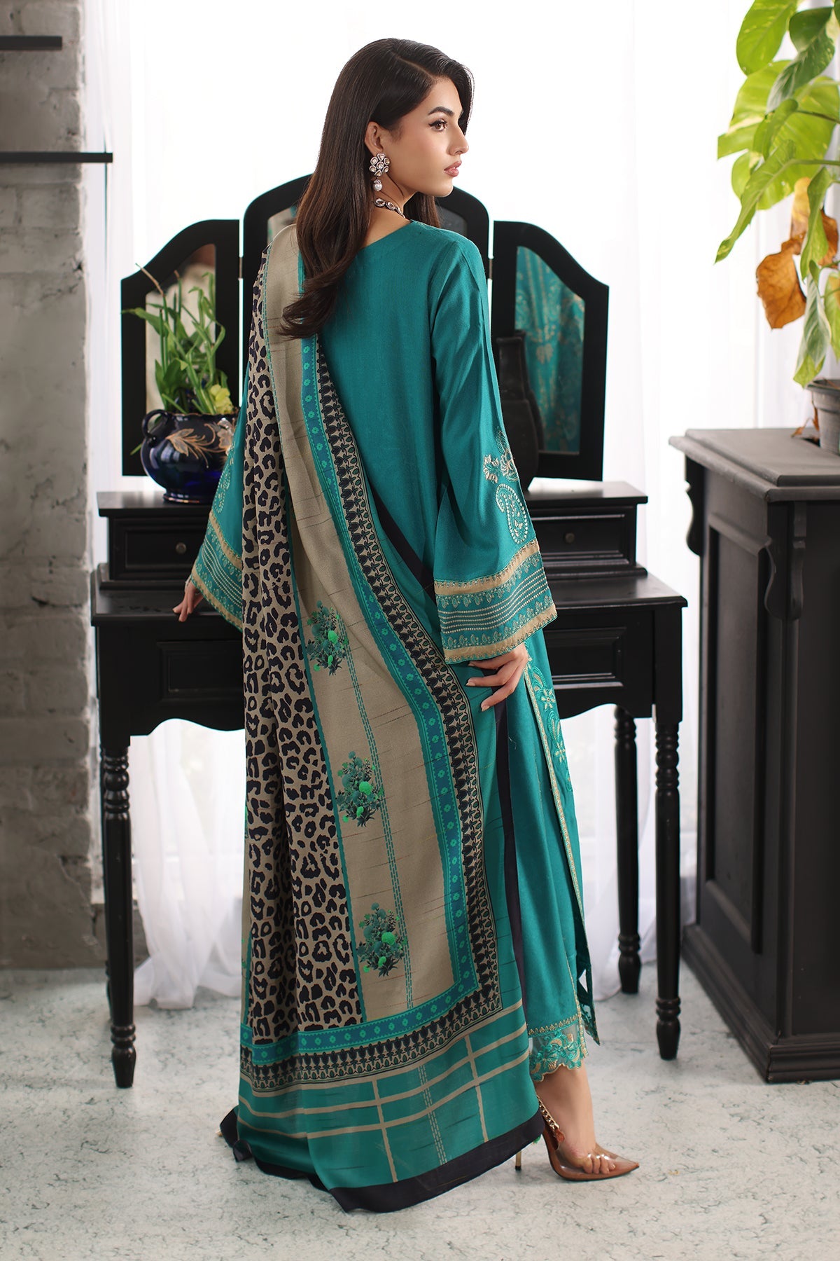 Charizma - 3-PC Unstitched Embroidered Leather with Printed Wool Shawl PS3-16