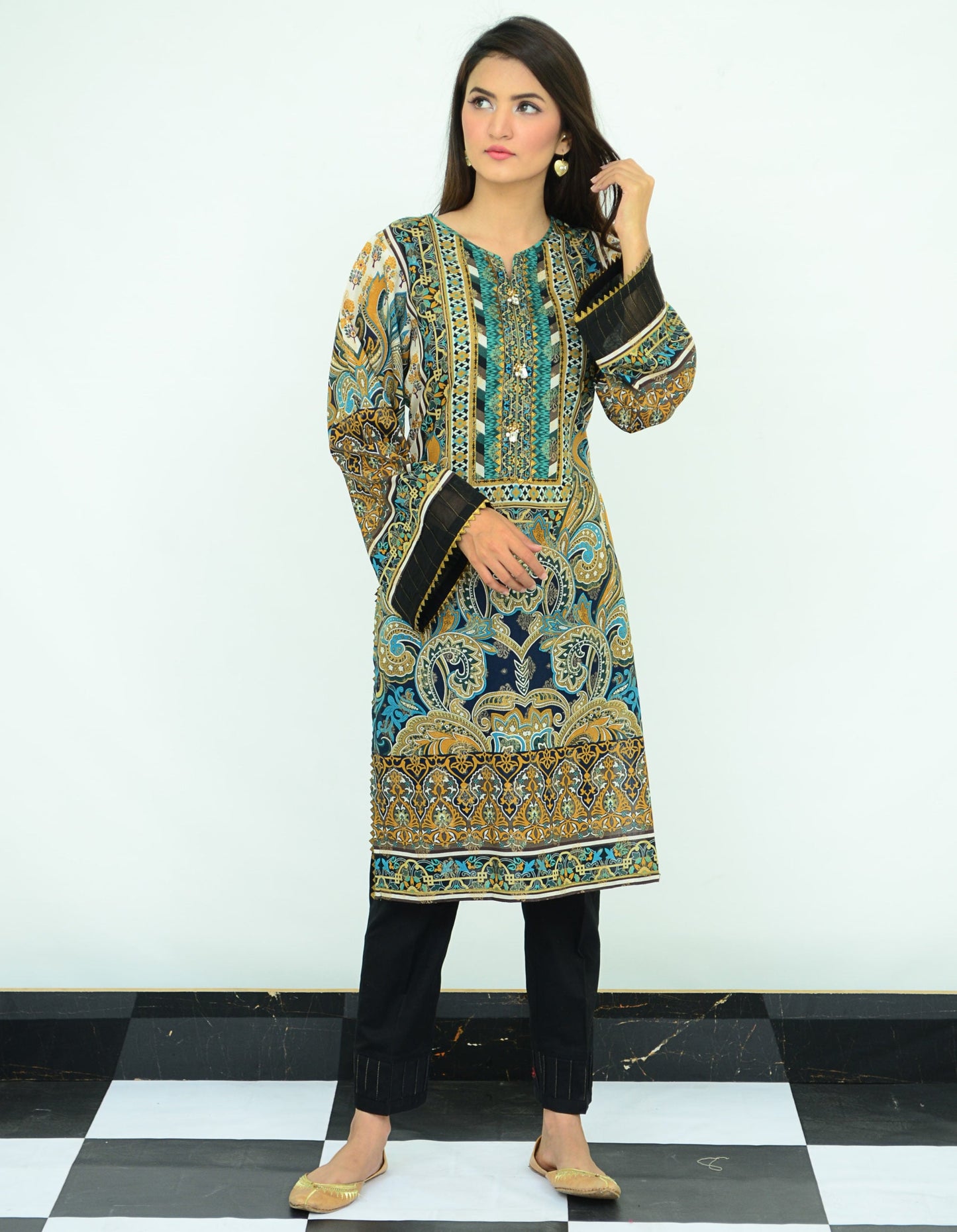 Ellena - 1-PC Kurti Unstitched Jacquard