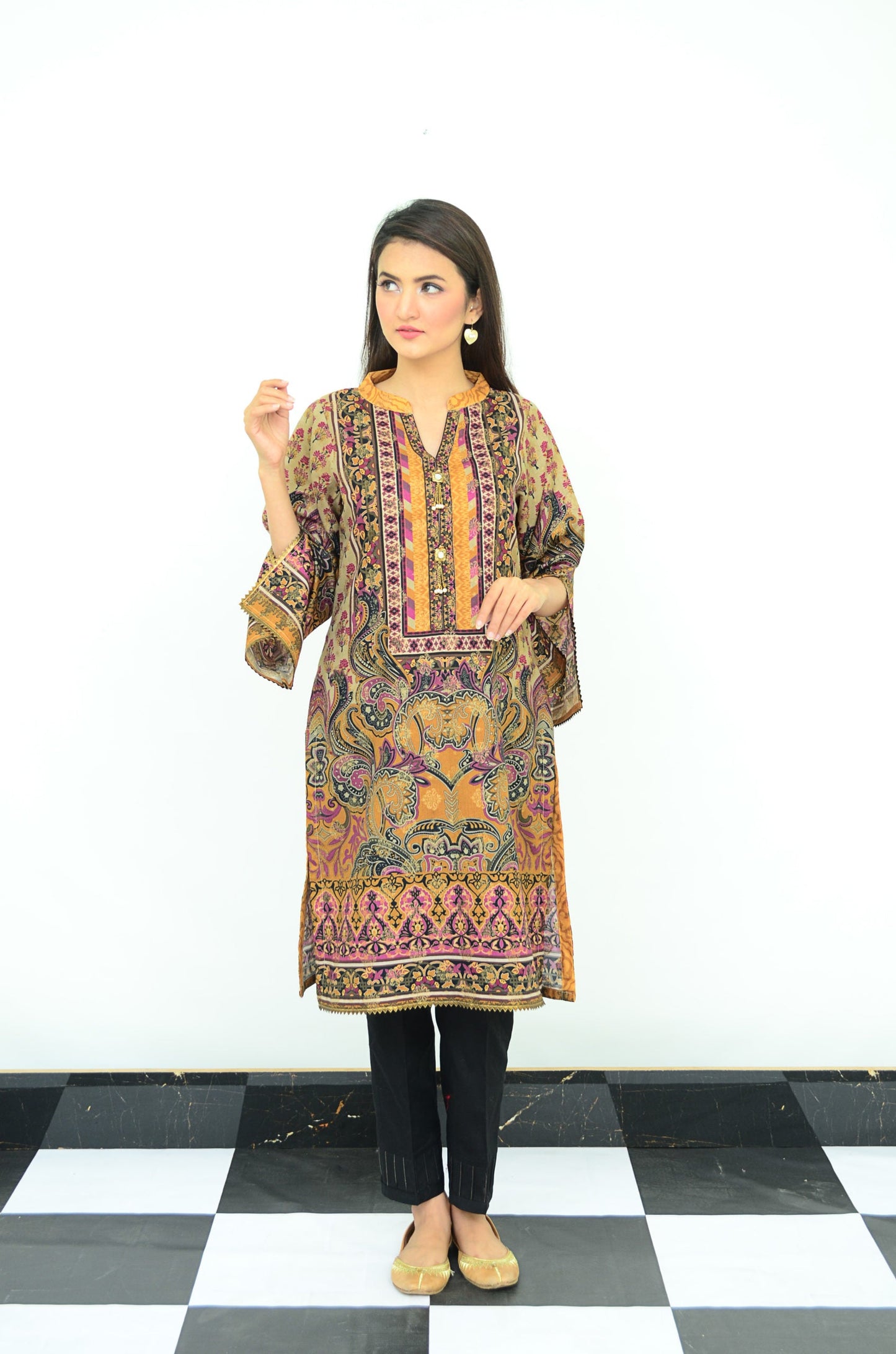 Ellena - 1-PC Kurti Unstitched Jacquard