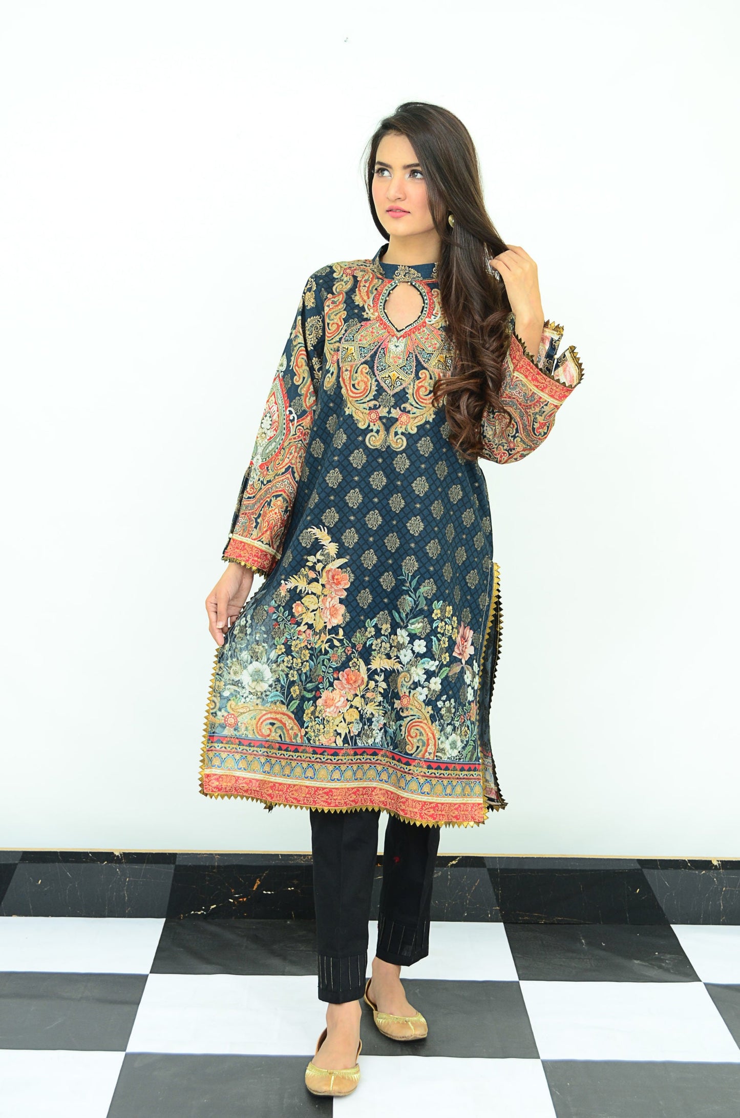 Ellena - 1-PC Kurti Unstitched Jacquard