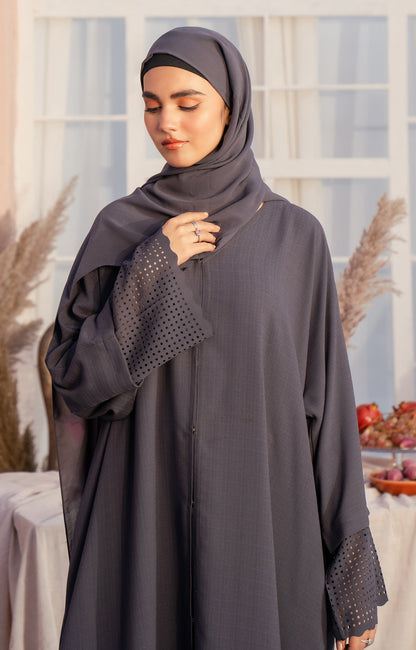 Hareer - GREY DUST FRONT OPEN ABAYA