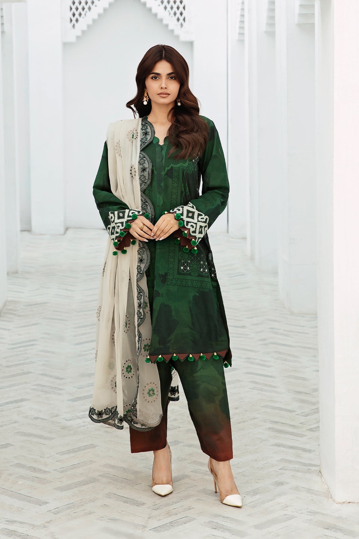 3-PC Unstitched Printed Lawn Shirt with Embroidered Dupatta and Trouser PM4-08