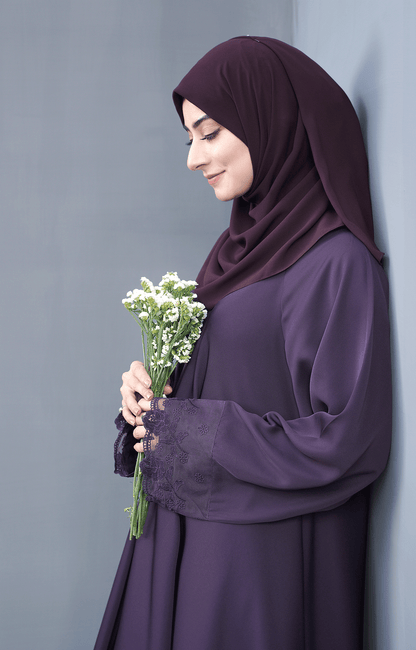 Hareer - Thistle Purple Front  Closed Abaya