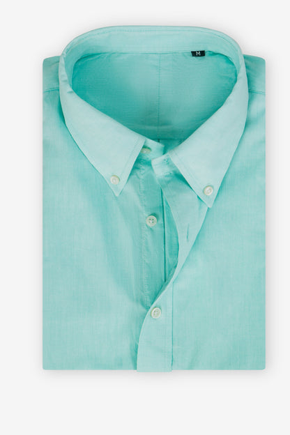 Casual Green Button-Down Shirt