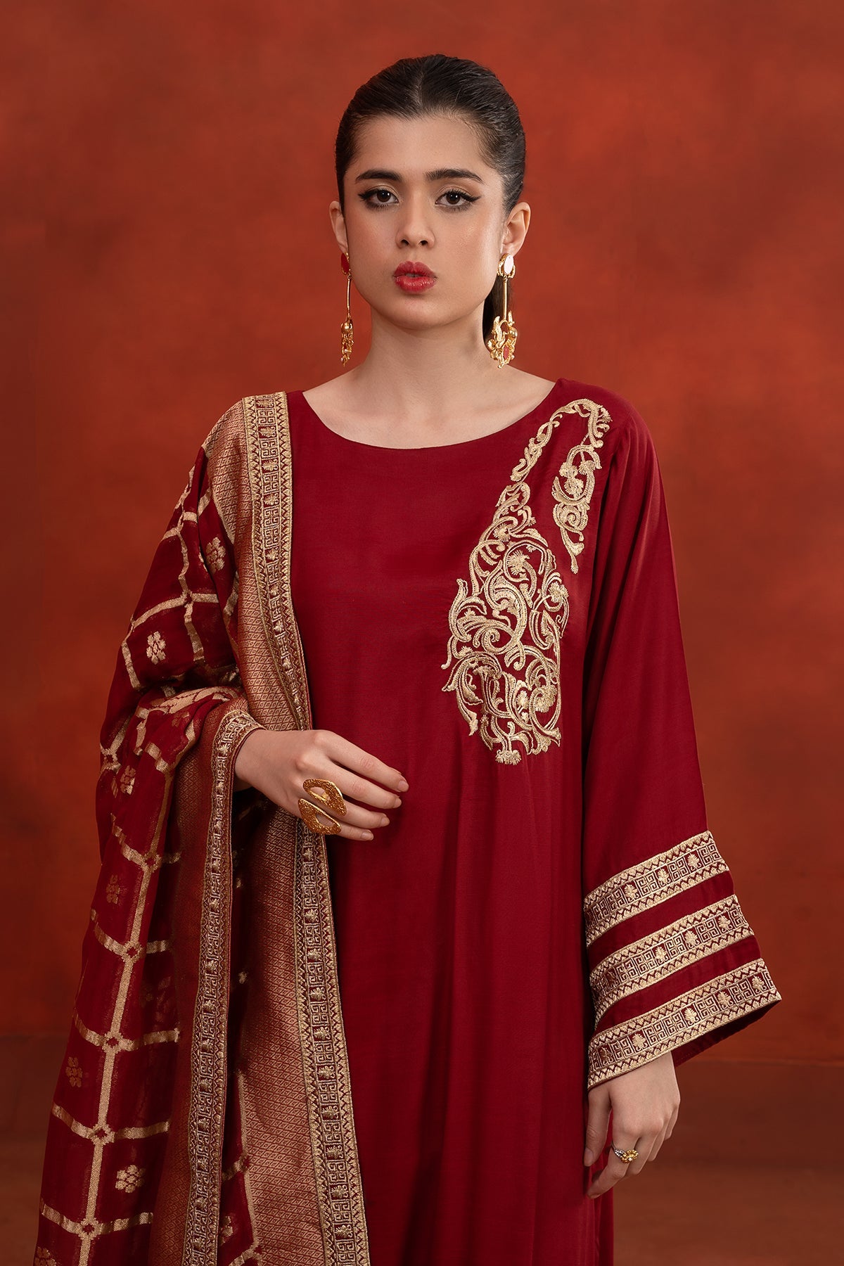 Charizma - 3-PC Raw-Silk Embroidered Shirt with Organza Zari Dupatta and Trouser CMA-3-207-R