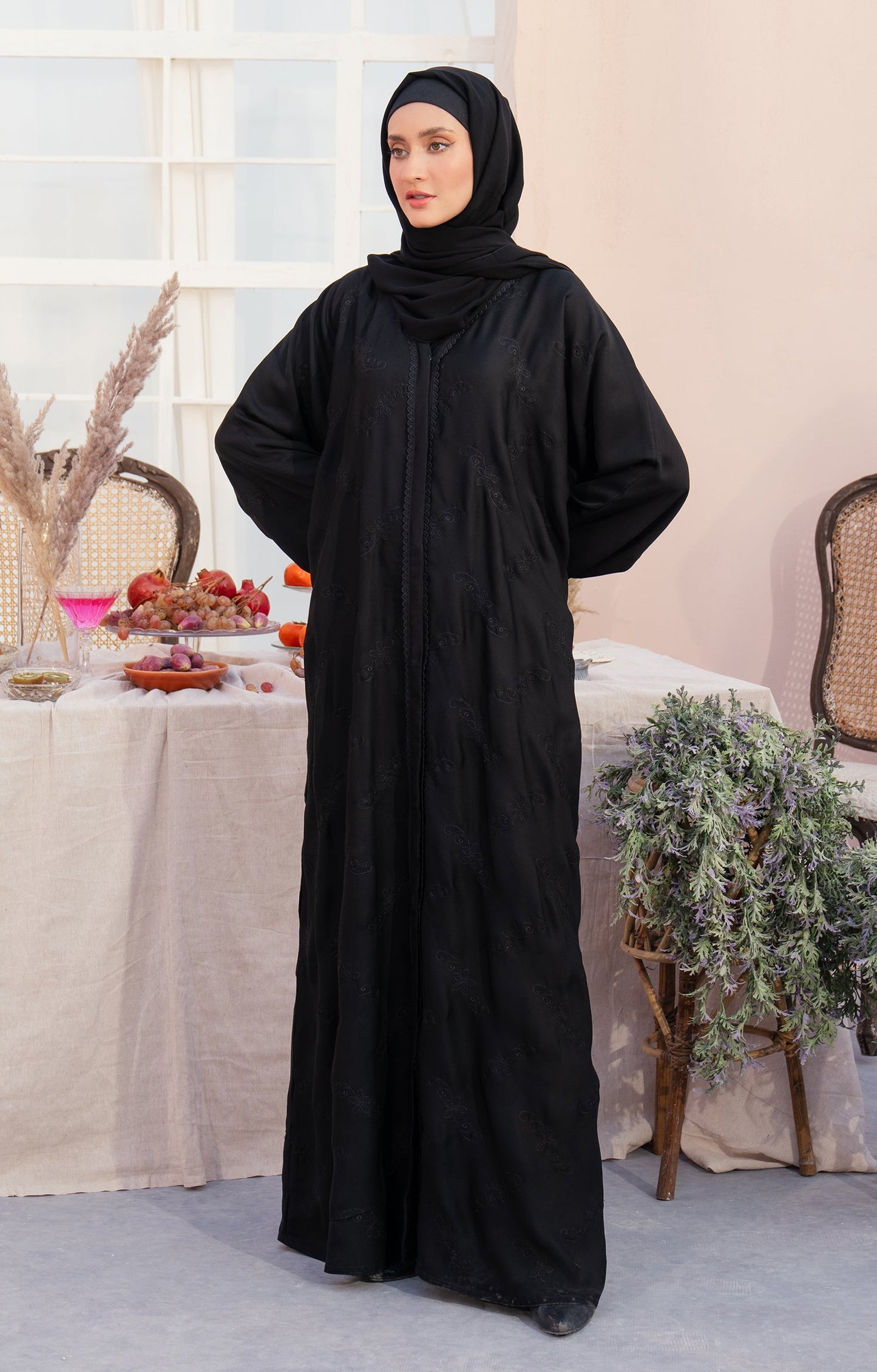 Hareer - IVA BLACK FRONT OPEN ABAYA