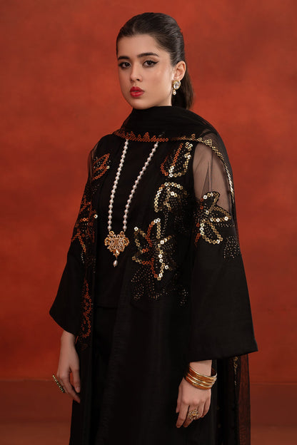 Charizma - 3-PC Embroidered Satan Shirt with Embroidered Net Dupatta and Trouser CMA-3-261