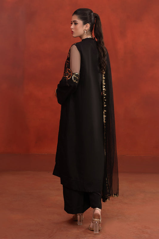 Charizma - 3-PC Embroidered Satan Shirt with Embroidered Net Dupatta and Trouser CMA-3-261