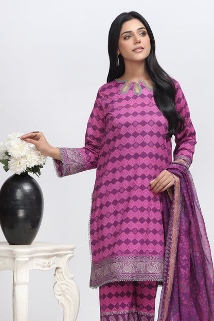 Charizma - 3-PC Printed Lawn Shirt with Cotton Trouser and Zari Dupatta CPS3-51