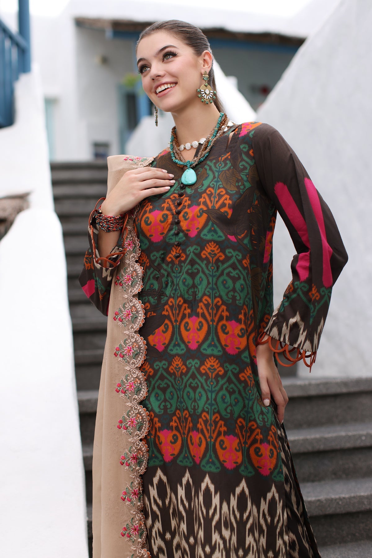 3-PC Unstitched Printed Lawn Shirt with Embroidered Dupatta and Trouser PM4-02