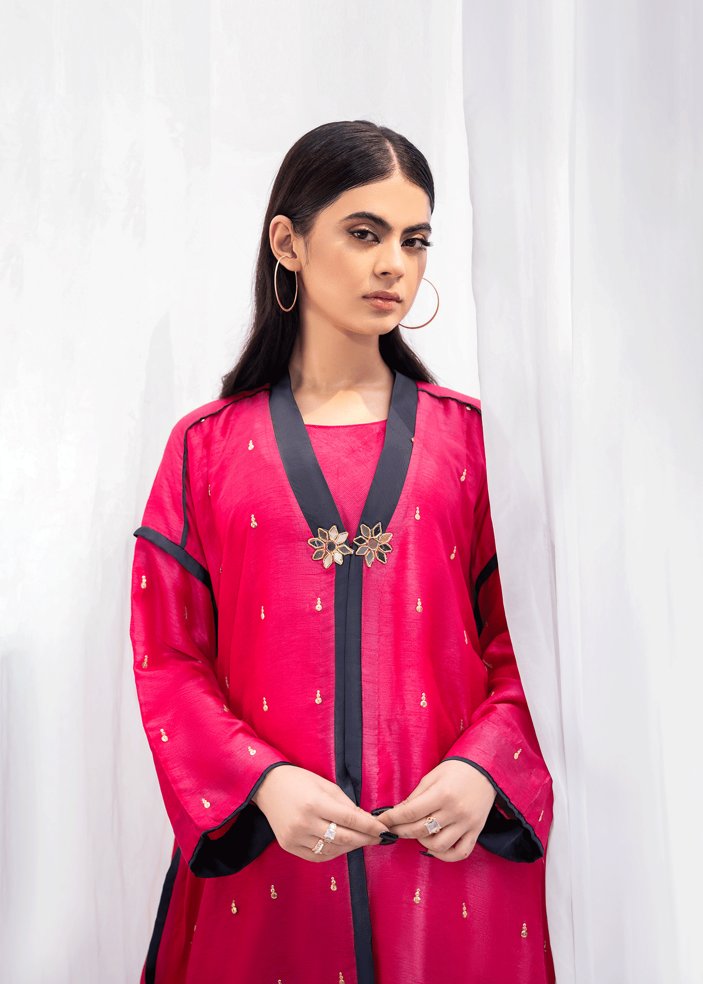 Dure Shahwar - Cerise Kaftan | Fuchsia Pink Kaftan