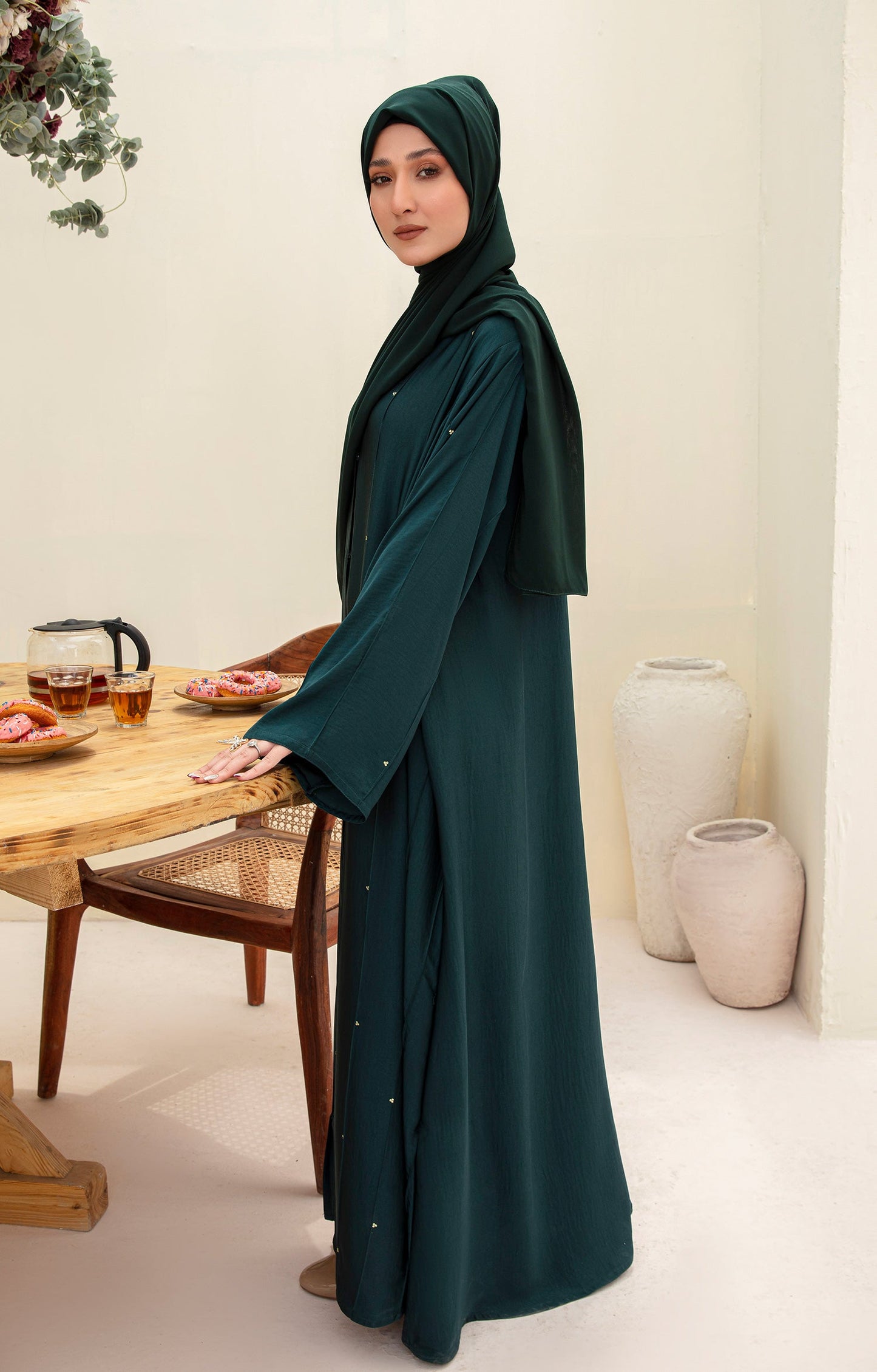 Hareer - IVANA GREEEN FRONT OPEN ABAYA