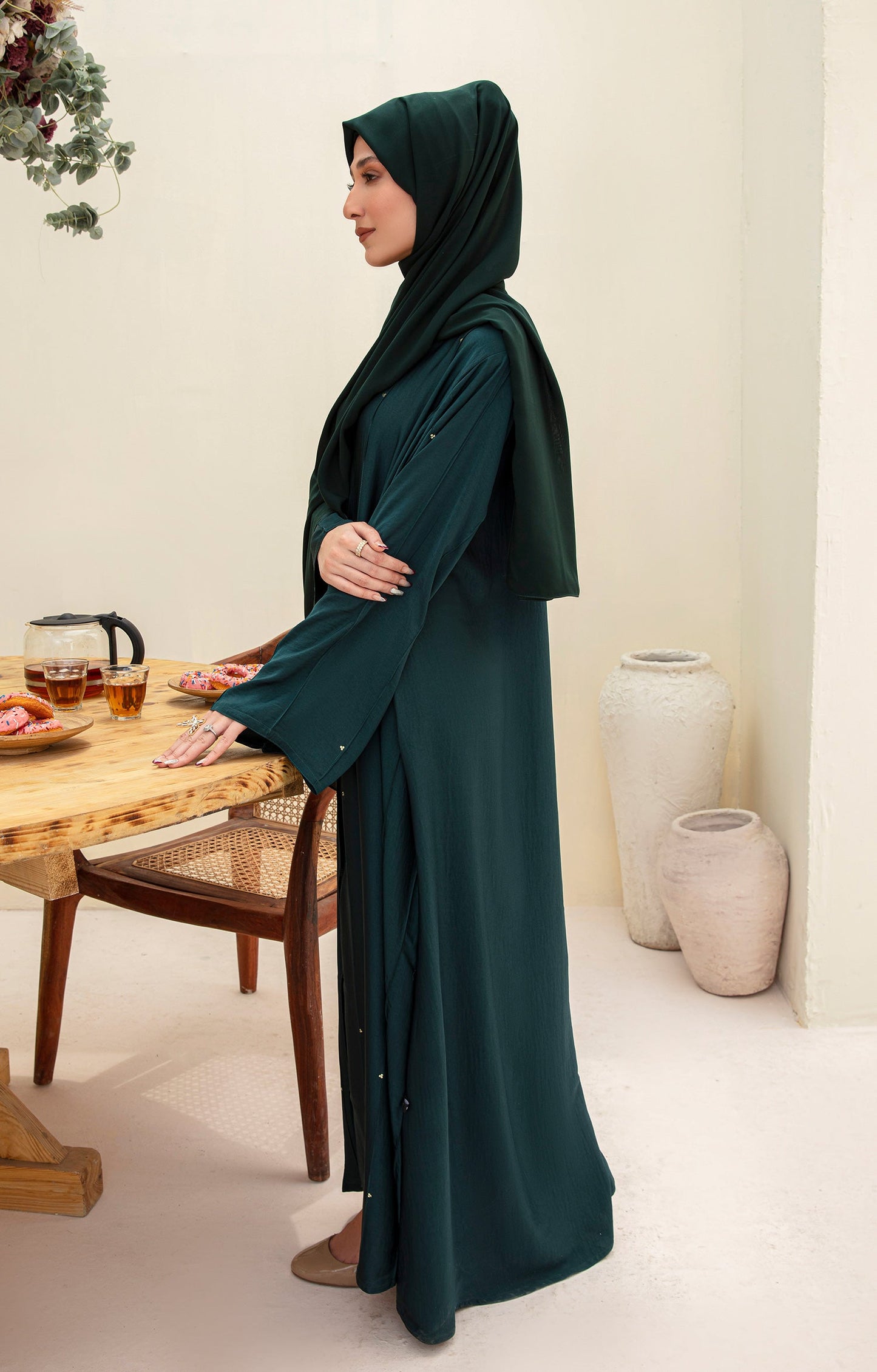 Hareer - IVANA GREEEN FRONT OPEN ABAYA