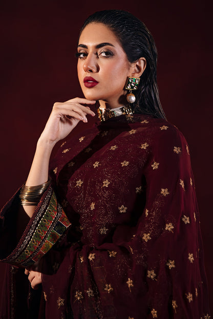 Charizma - 3-PC Embroidered Velvet Shirt with Chiffon Dupatta and Trouser VVT-3-206