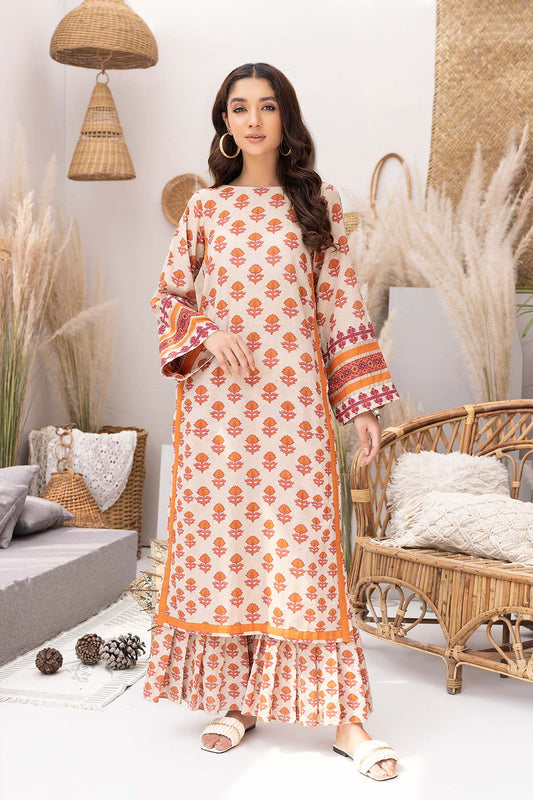 2-Pc Digital Printed Khadder Long Shirt With Printed Gharara CPM22-108B