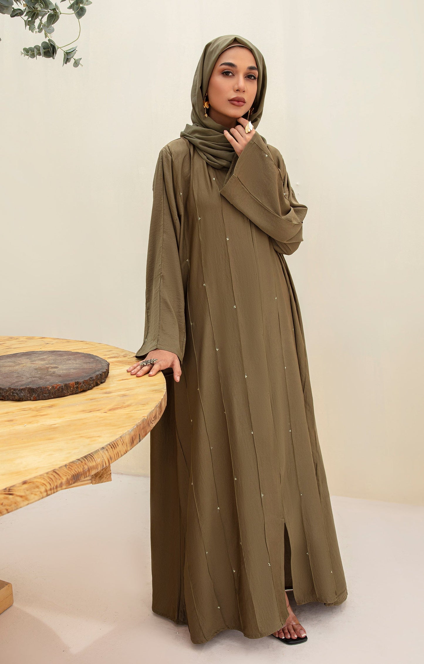 Hareer - OLIVE IRENE FRONT OPEN ABAYA