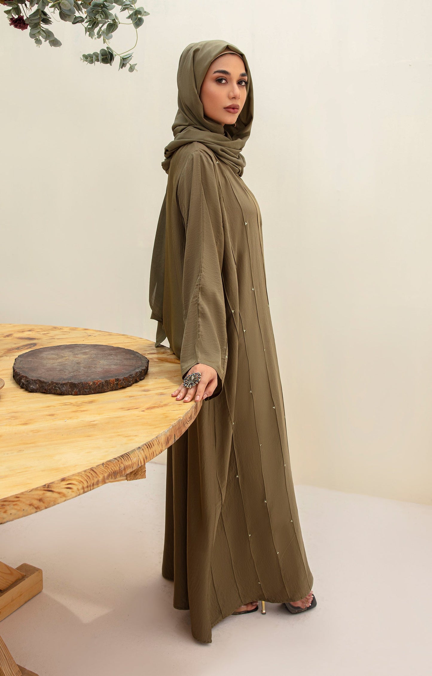 Hareer - OLIVE IRENE FRONT OPEN ABAYA