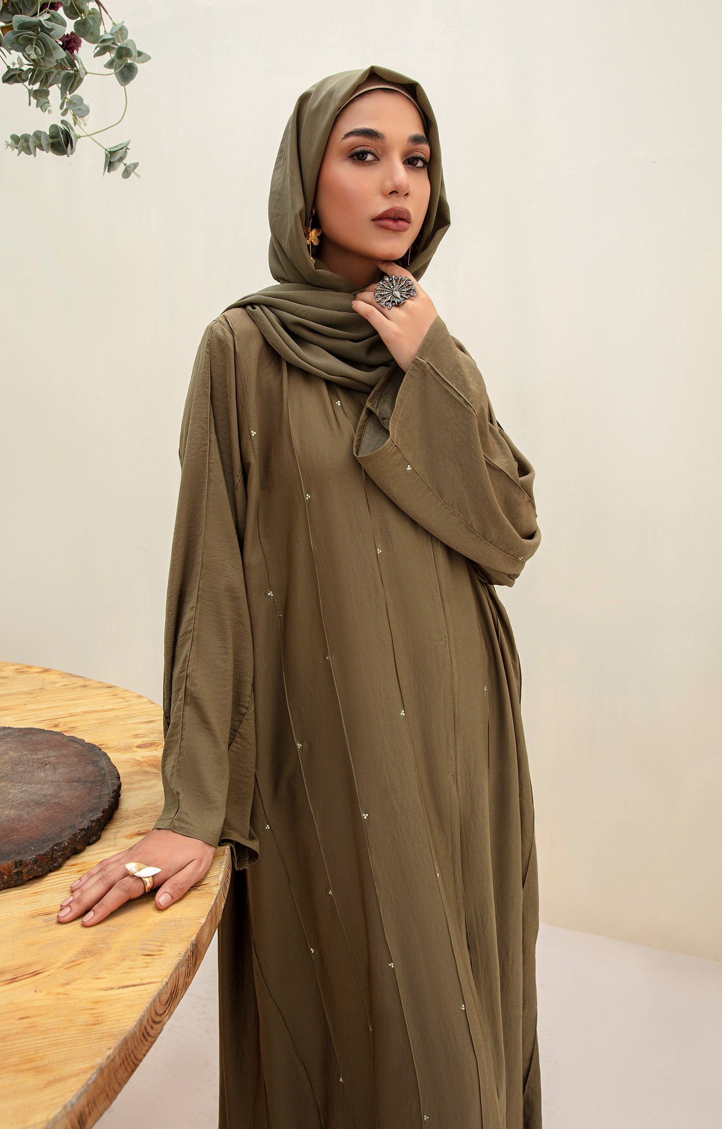 Hareer - OLIVE IRENE FRONT OPEN ABAYA