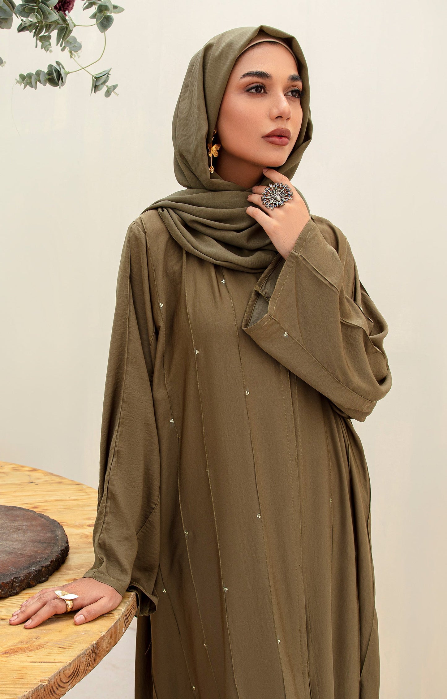 Hareer - OLIVE IRENE FRONT OPEN ABAYA