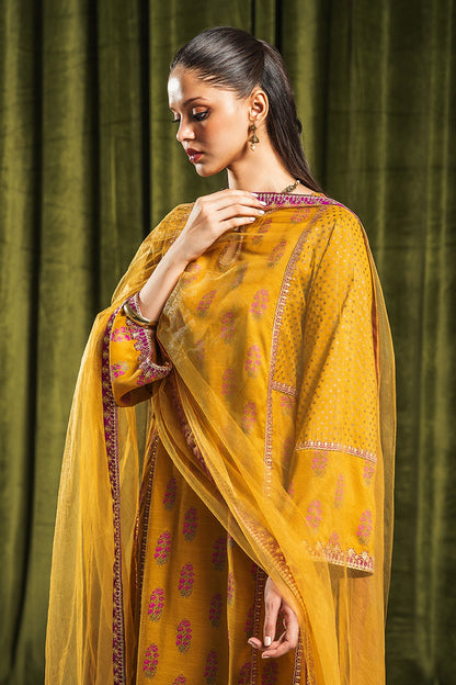 Charizma - 3-PC Silk Printed Shirt with Organza Dupatta and Trouser CMA-3-204