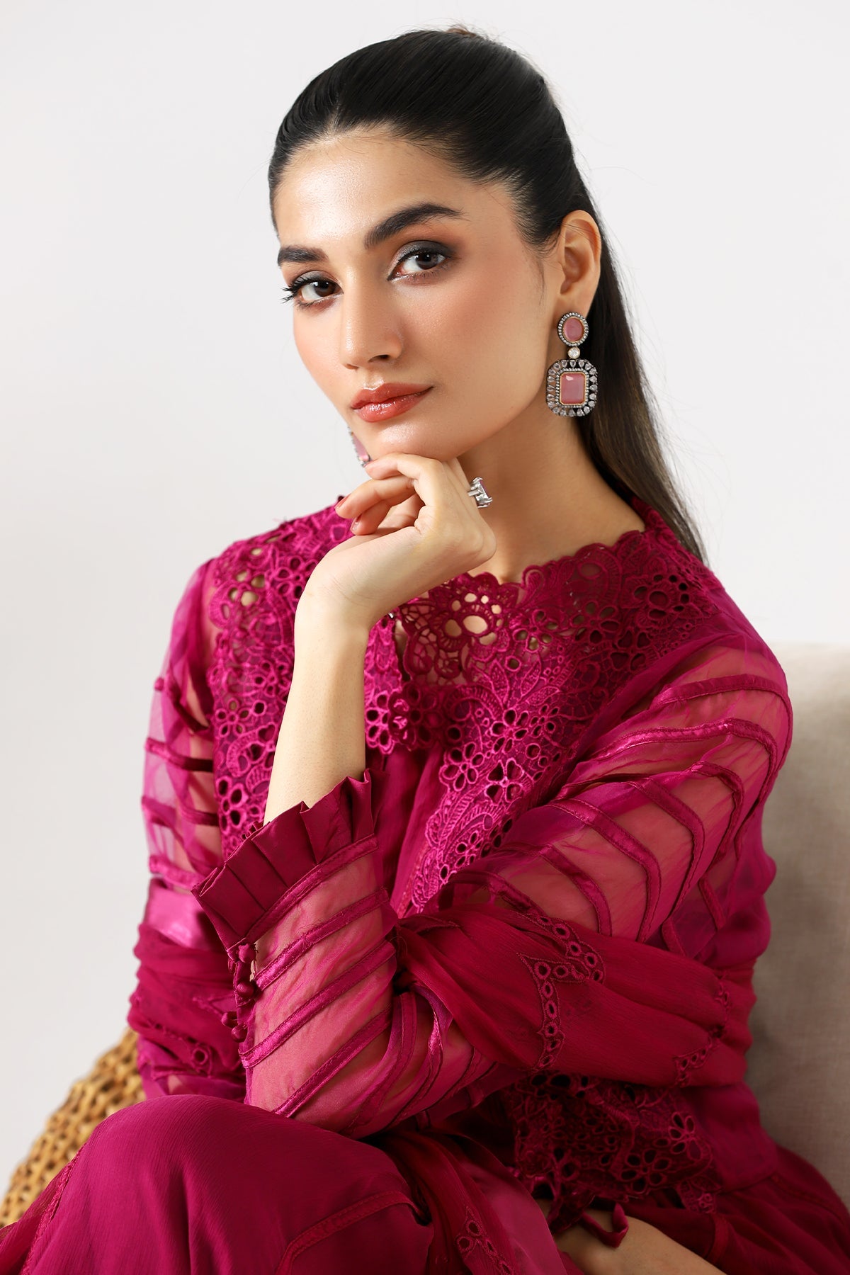 Charizma - 3-PC Embroidered Chiffon Shirt with Embroidered Chiffon dupatta and Trouser CMA-3-31