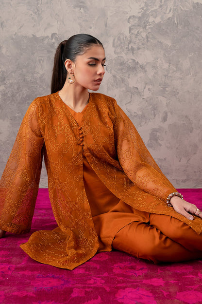 Charizma - 2-PC Embroidered Organza Shirt with Trouser CMA-3-256 (MUSTARD)