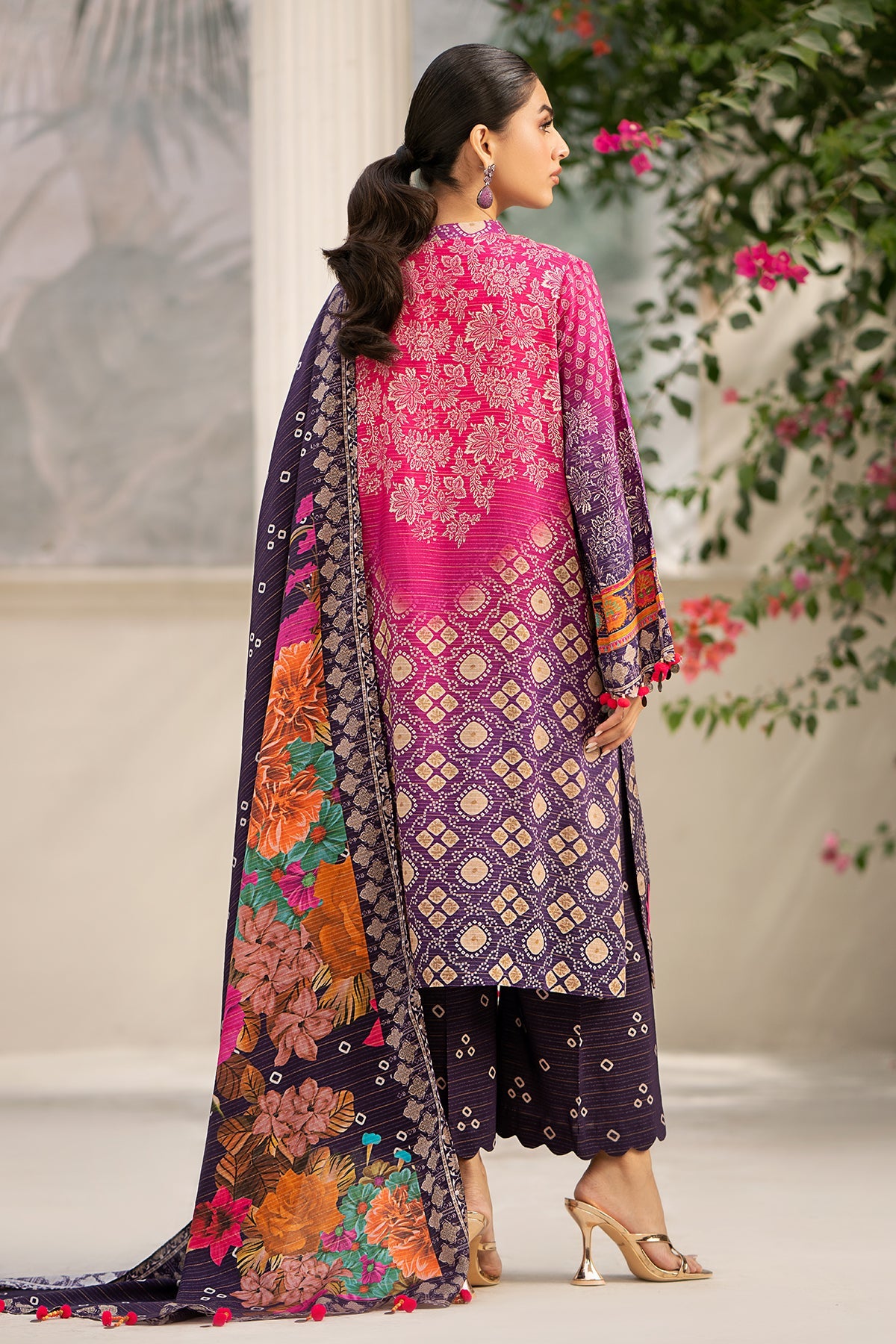 Charizma - 3-Pc Charizma Unstitched Linen Slub with Printed Wool Shawl CPW3-26