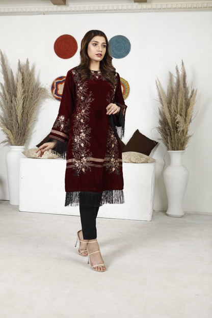Ellena - 1-PC Kurti Stitched Velvet Suit