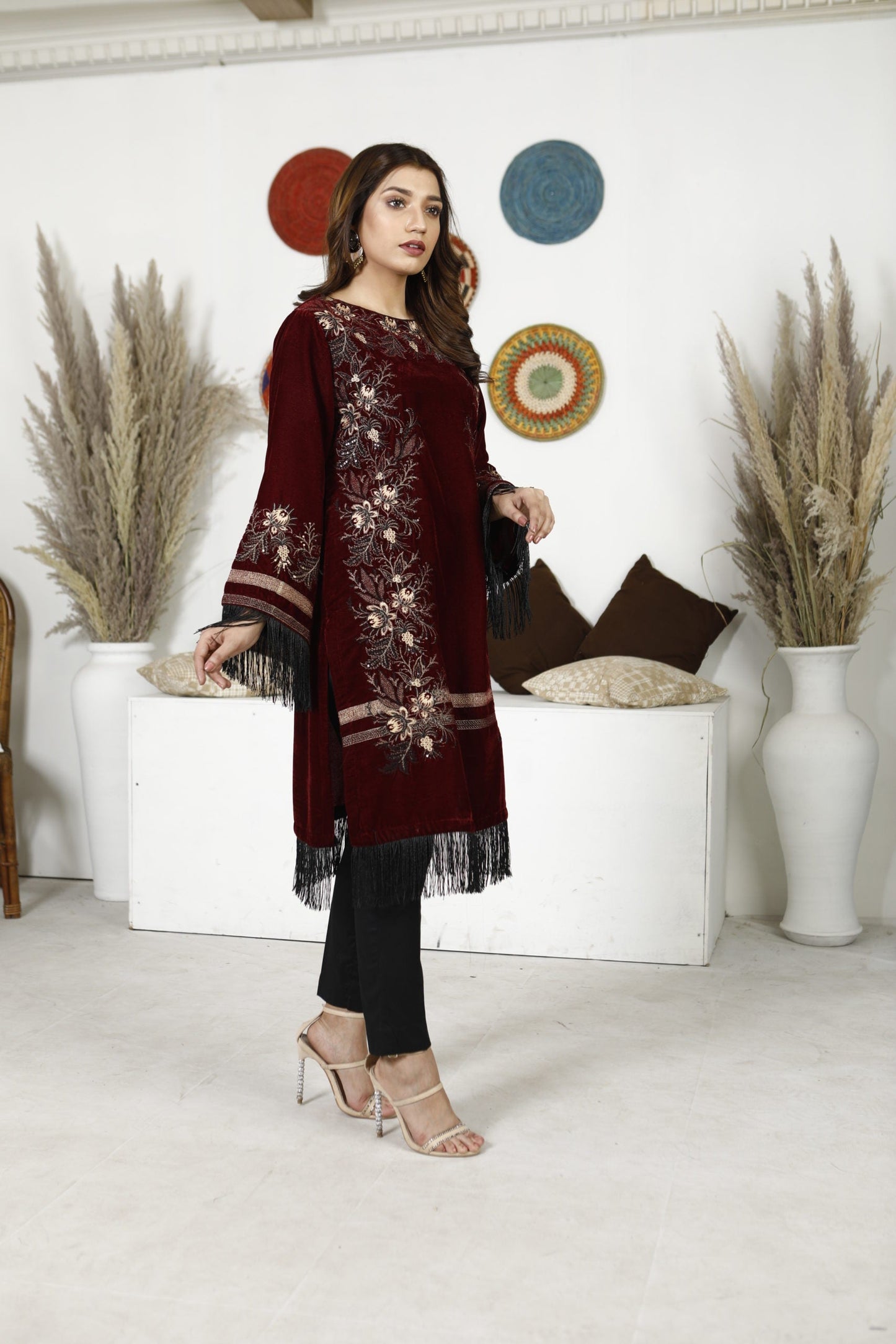 Ellena - 1-PC Kurti Stitched Velvet Suit