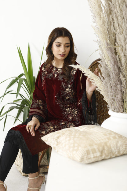 Ellena - 1-PC Kurti Stitched Velvet Suit