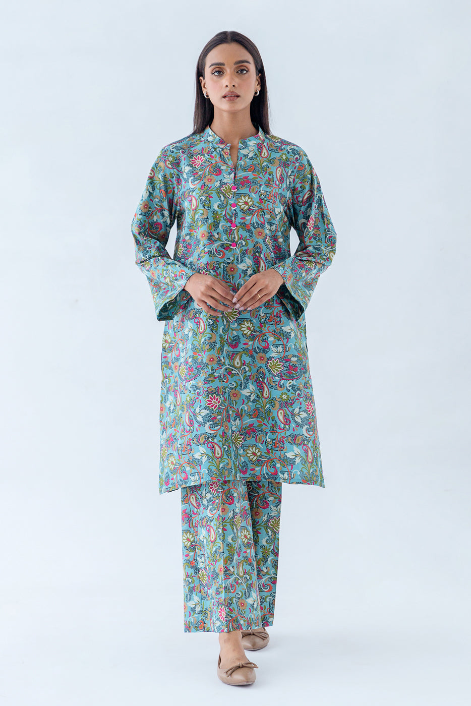 Beechtree - 2 PIECE - PRINTED CAMBRIC SUIT - AQUA HAZE (UNSTITCHED)