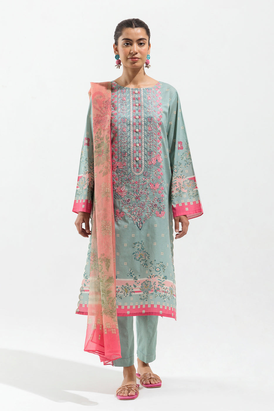 Beechtree - 2 PIECE - EMBROIDERED LAWN SUIT - BLOOMY ICEBERG
