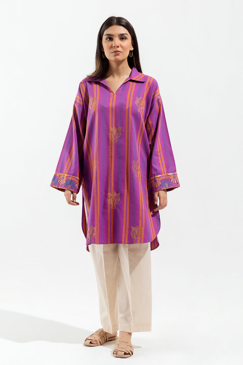 Beechtree - 1 PIECE - EMBROIDERED  FLANNEL SHIRT - VIVID AMETHYST