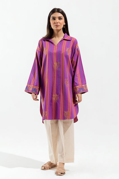 Beechtree - 1 PIECE - EMBROIDERED  FLANNEL SHIRT - VIVID AMETHYST