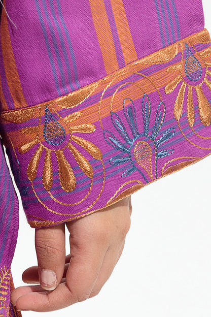 Beechtree - 1 PIECE - EMBROIDERED  FLANNEL SHIRT - VIVID AMETHYST