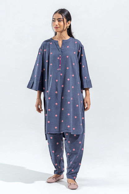 Beechtree - 2 PIECE EMBROIDERED CHAMBRAY SUIT (PRET)
