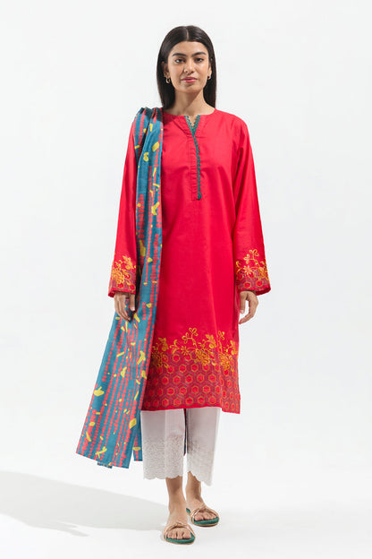 Beechtree - Embroidered Shirt With Dupatta