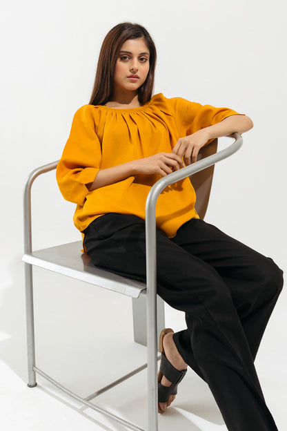 Beechtree - Mustard Smocking Top