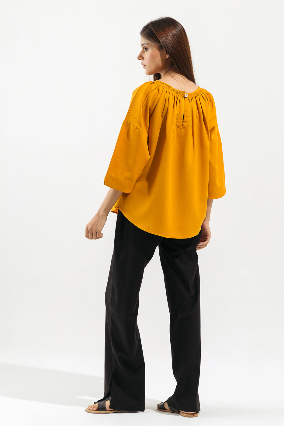 Beechtree - Mustard Smocking Top