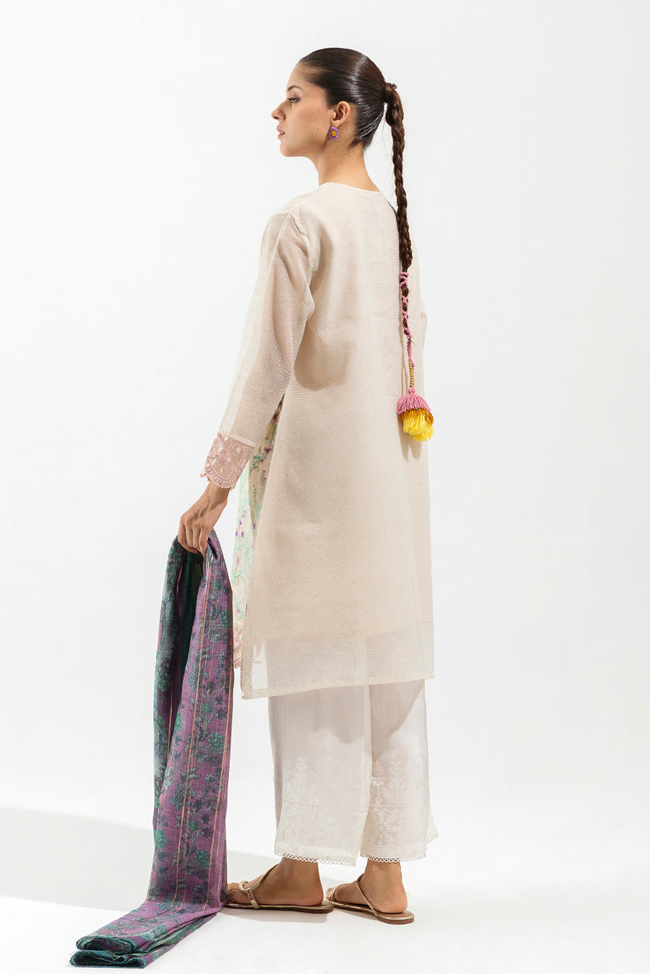 Beechtree - Embroidered Shirt With Dupatta