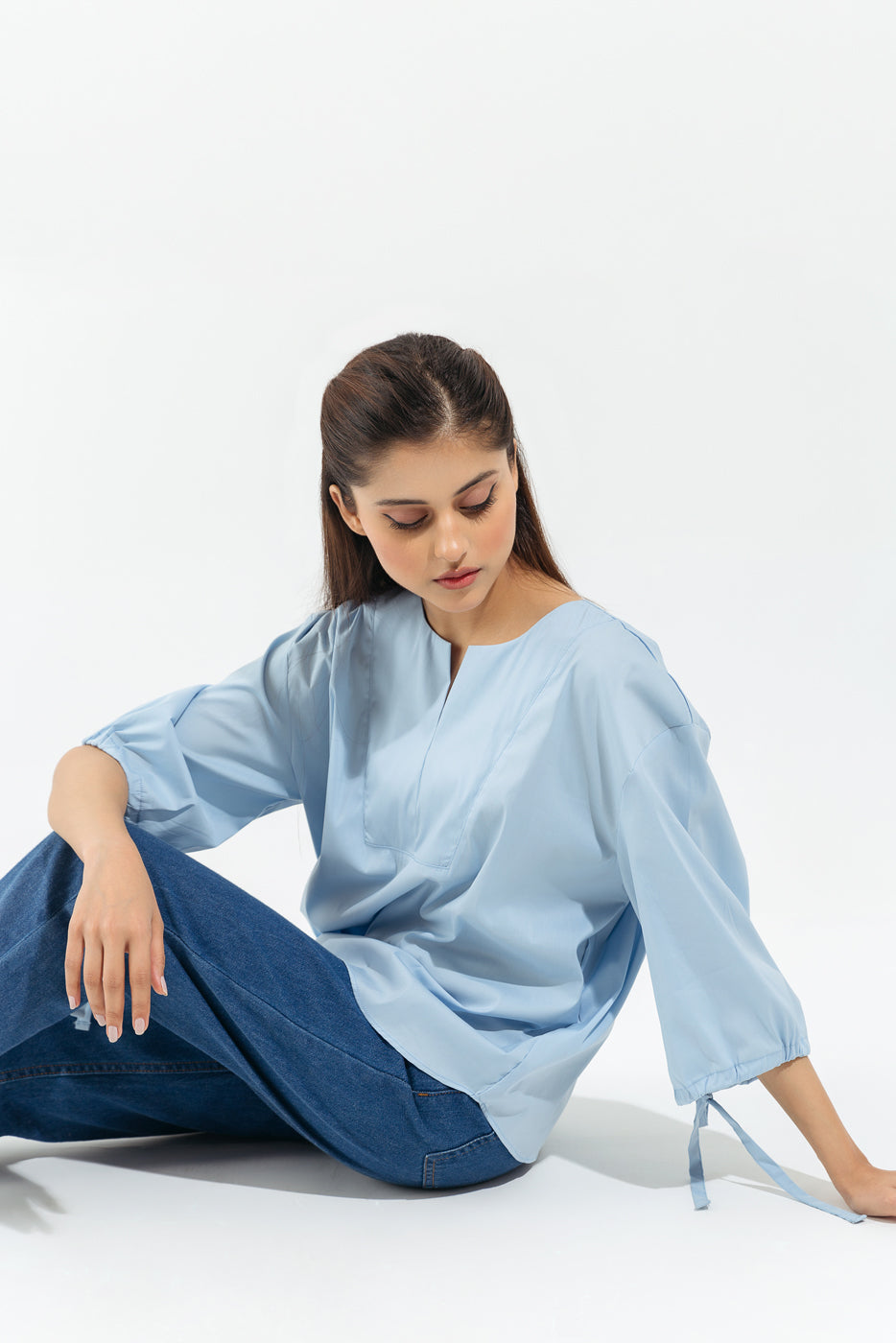 Beechtree - Light Blue Slit Cut Top