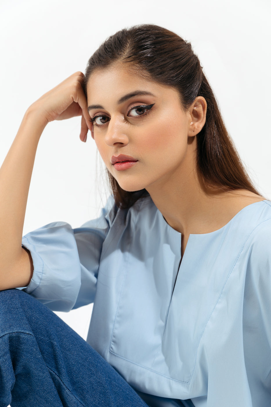 Beechtree - Light Blue Slit Cut Top