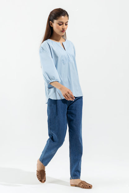 Beechtree - Light Blue Slit Cut Top