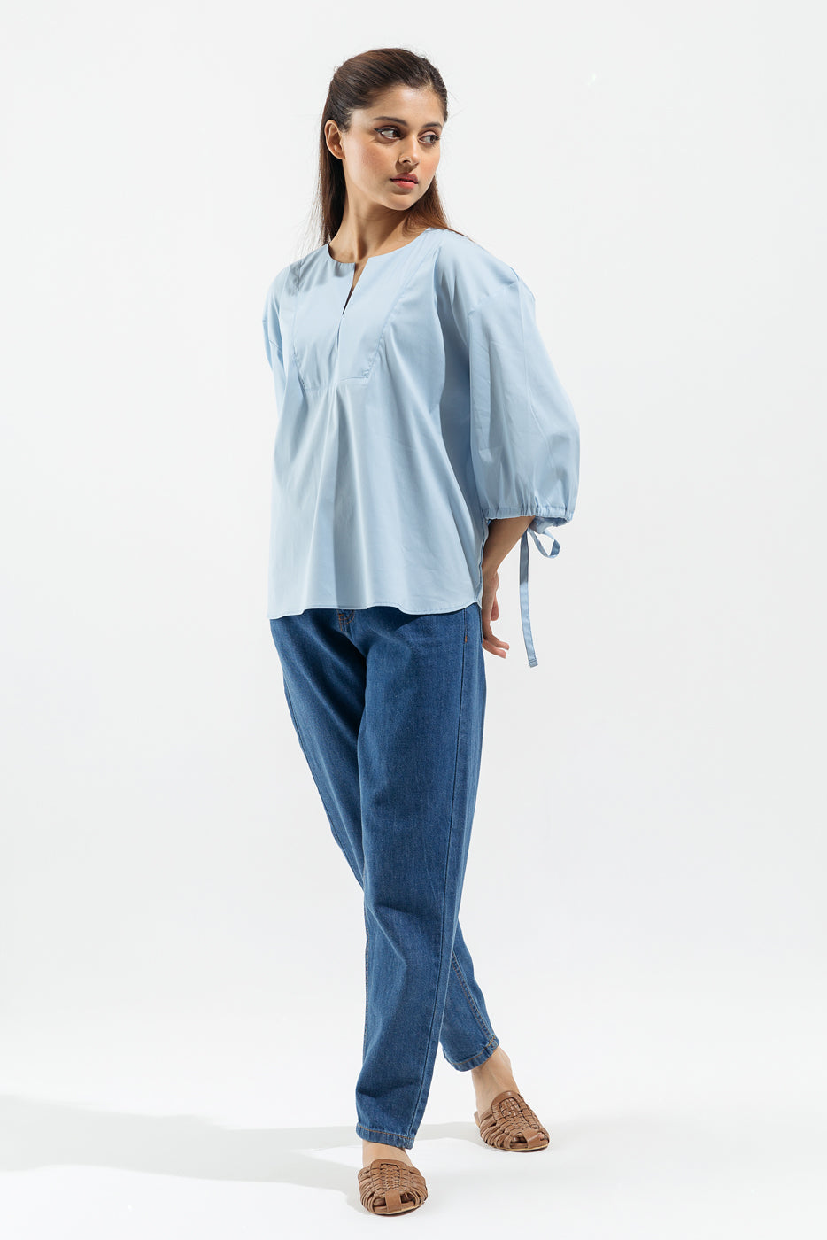 Beechtree - Light Blue Slit Cut Top