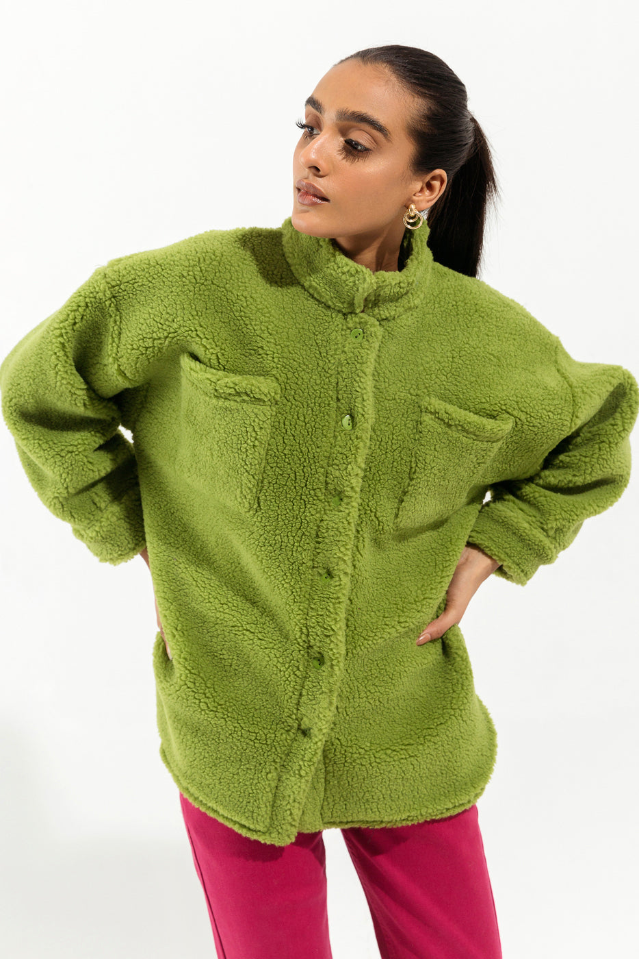 Beechtree - Lime Sherpa Shacket